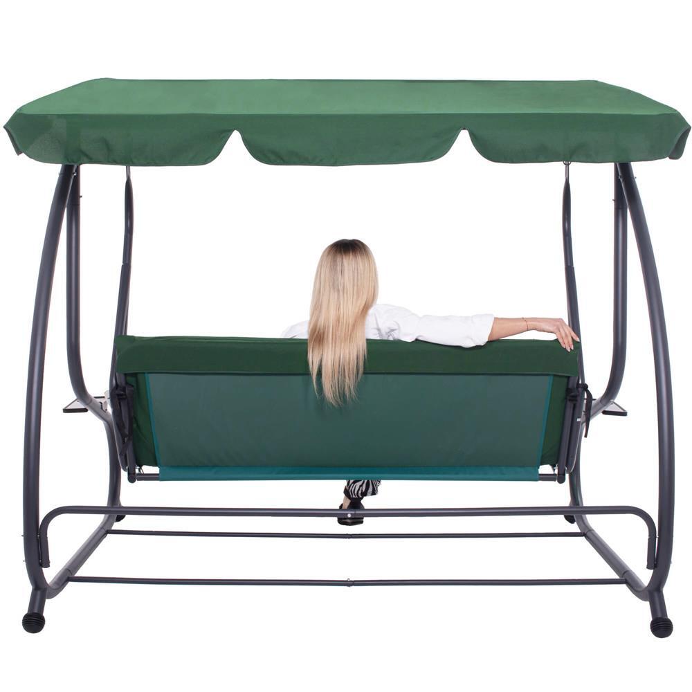 Balansoar gradina, Springos, 3 locuri, verde, 194x122x167-200 cm, functie pat, max 280 kg, Venetia
