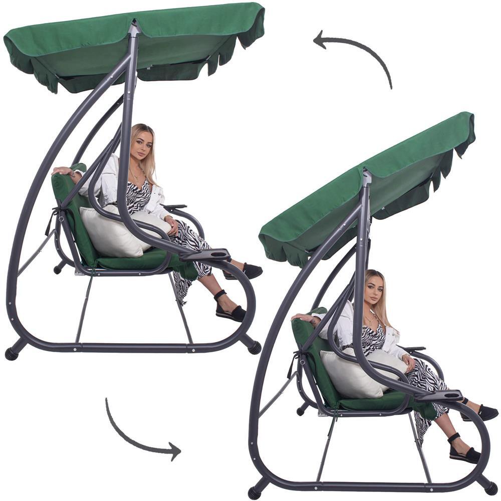 Balansoar gradina, Springos, 3 locuri, verde, 194x122x167-200 cm, functie pat, max 280 kg, Venetia