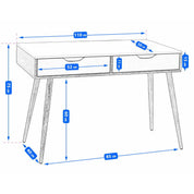 Birou calculator, Jumi, placa MDF, 2 sertare, alb si natur, 110x50x75 cm