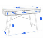 Birou calculator, Jumi, placa MDF, otel, cu sertar, rafturi laterale, alb si natur, 120x48x76 cm