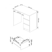 Birou calculator, placa laminata, 3 sertare, dreapta, raft tastatura, stejar artisan si alb, 90x50x77 cm