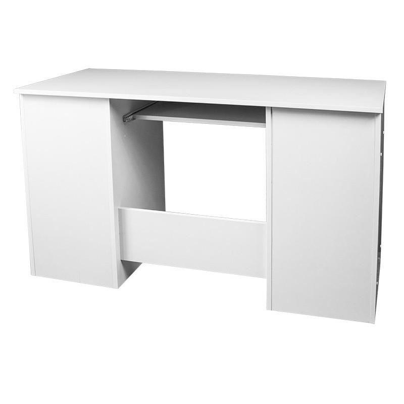 Számítógépasztal, laminált asztallap, 3 fiók, 5 polc, fehér, 124x52x74 cm, Ana
