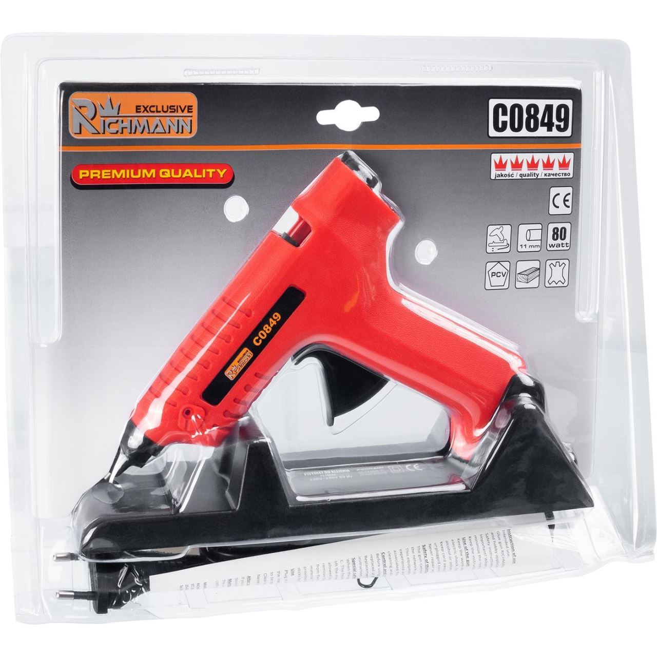 Pistol de lipit cu baton silicon, 80 W, cu suport si incarcator, 11 mm, Richmann Exclusive 