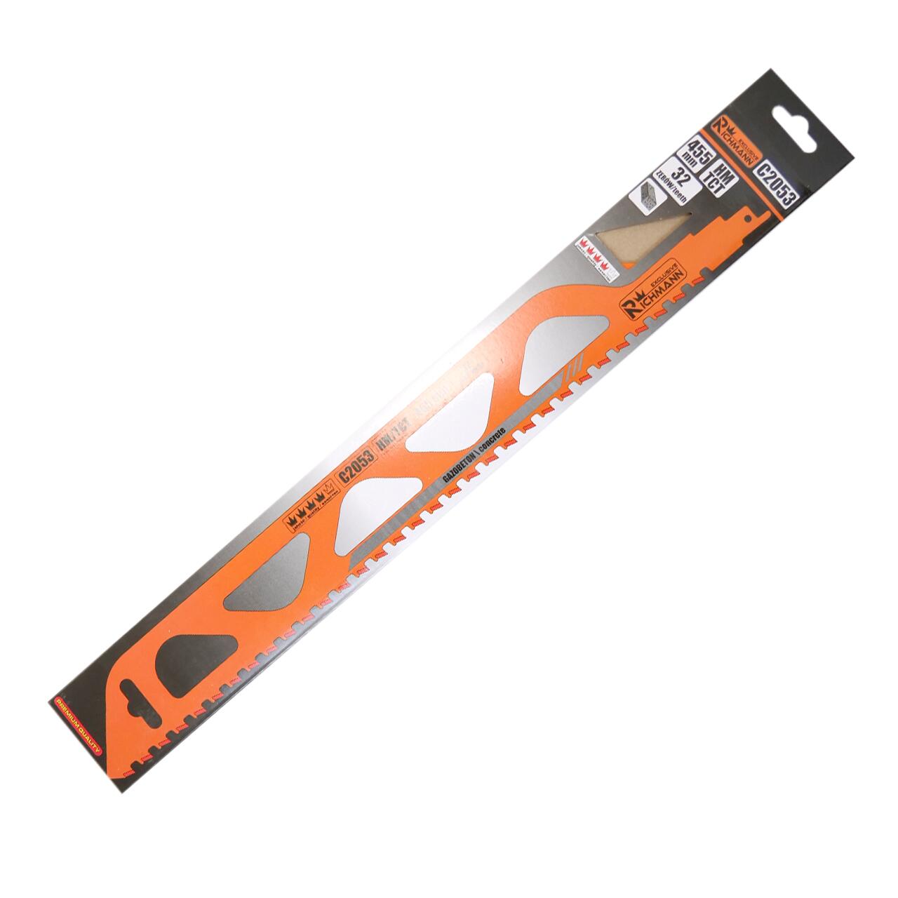 Szablyafűrészlap, pórusbetonhoz, HM/TCT, 32 fogú, 445 mm, Richmann Exclusive