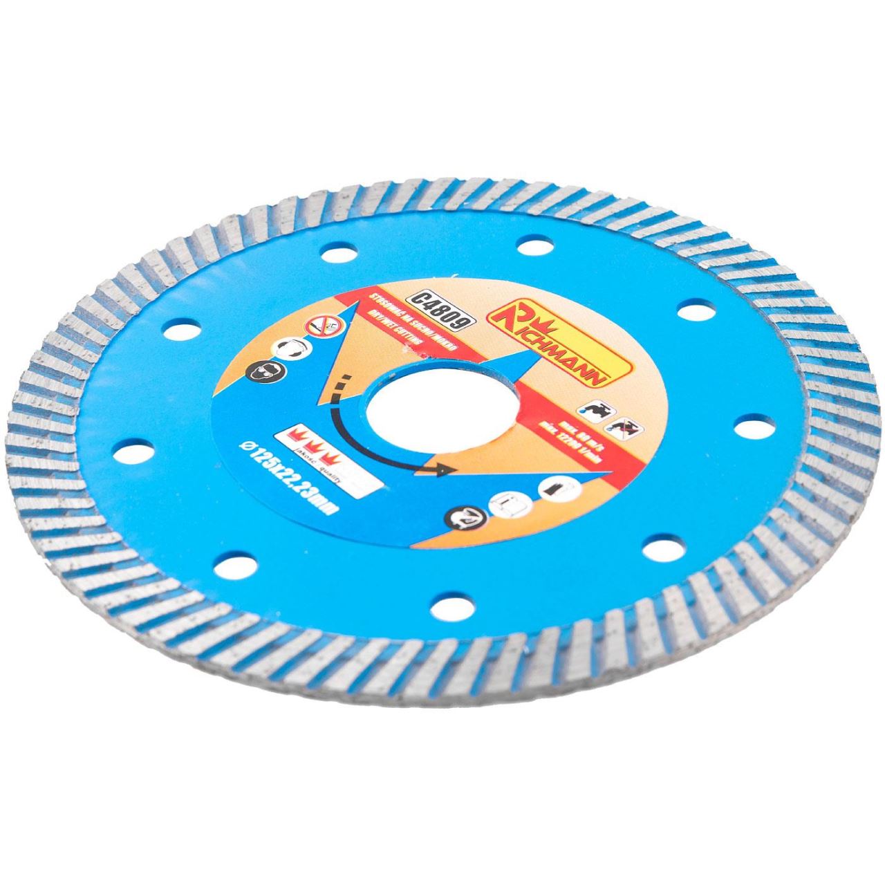Turbó gyémánttárcsa, betonhoz, nedves és száraz vágás, 125 mm/22,23 mm, Richmann