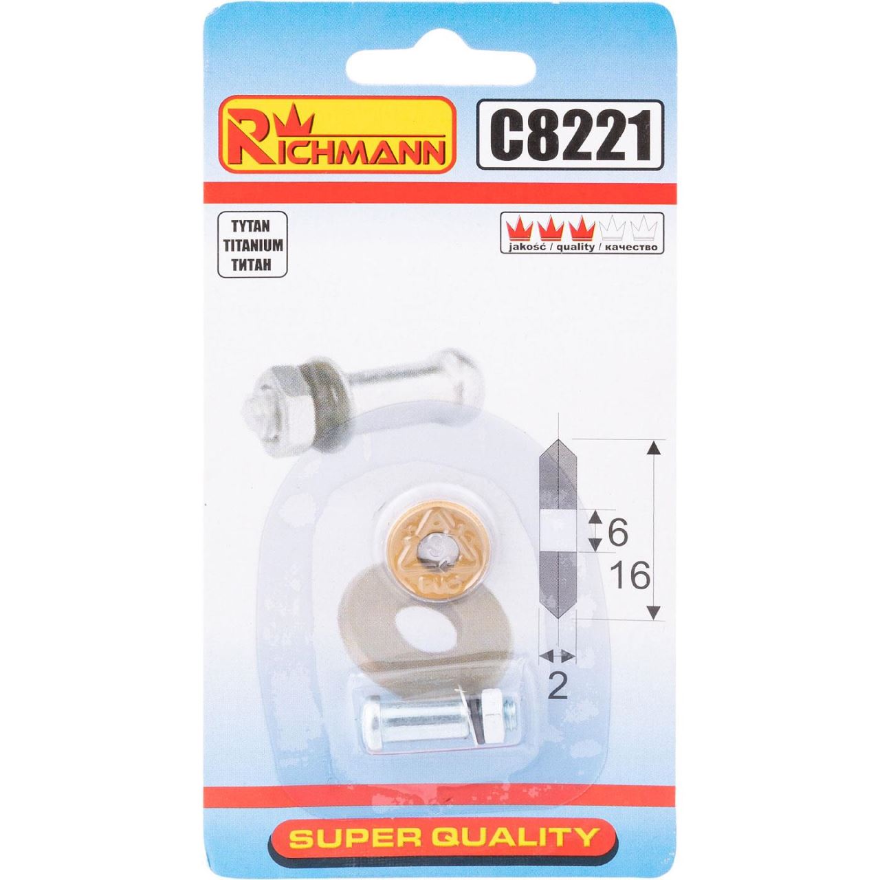 Tartalék henger csempézőgéphez, titán, 16x6x2 mm, RICHMANN