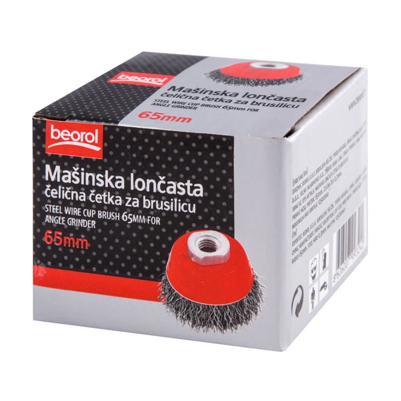 Acéldrótkefe, csésze alakú, M14, 65 mm, Beorol