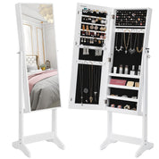 Cabinet bijuterii cu oglinda, MDF, raft interior, alb, 41.1x36.5x151.5 cm