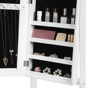 Cabinet bijuterii cu oglinda, MDF, raft interior, alb, 41.1x36.5x151.5 cm