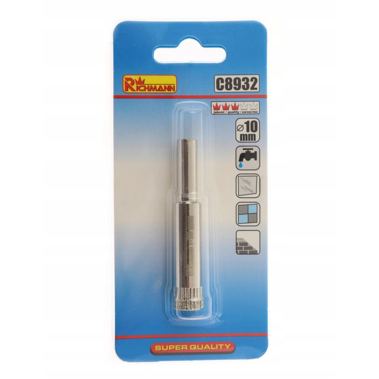 Gyémánt koronafúró, nedves vágás, 10 mm, Richmann