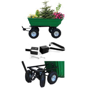 Carucior de gradina, transport, Chomik, metalic, verde, max 300 kg, 110x51x50 cm