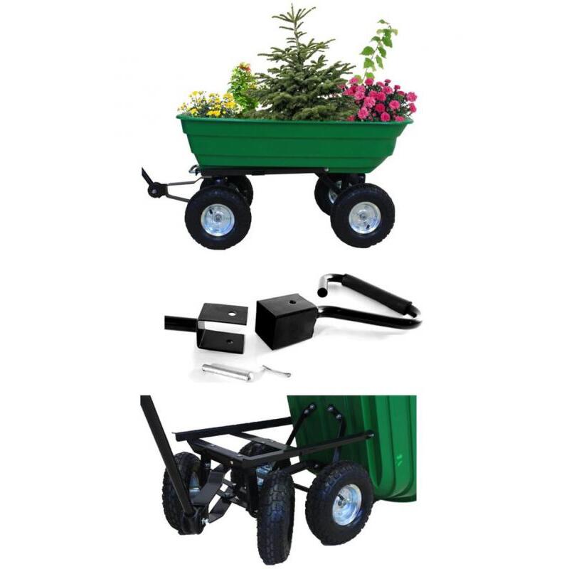 Carucior de gradina, transport, Chomik, metalic, verde, max 300 kg, 110x51x50 cm