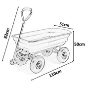 Carucior de gradina, transport, Chomik, metalic, verde, max 300 kg, 110x51x50 cm
