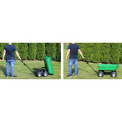 Carucior de gradina, transport, Chomik, metalic, verde, max 300 kg, 110x51x50 cm