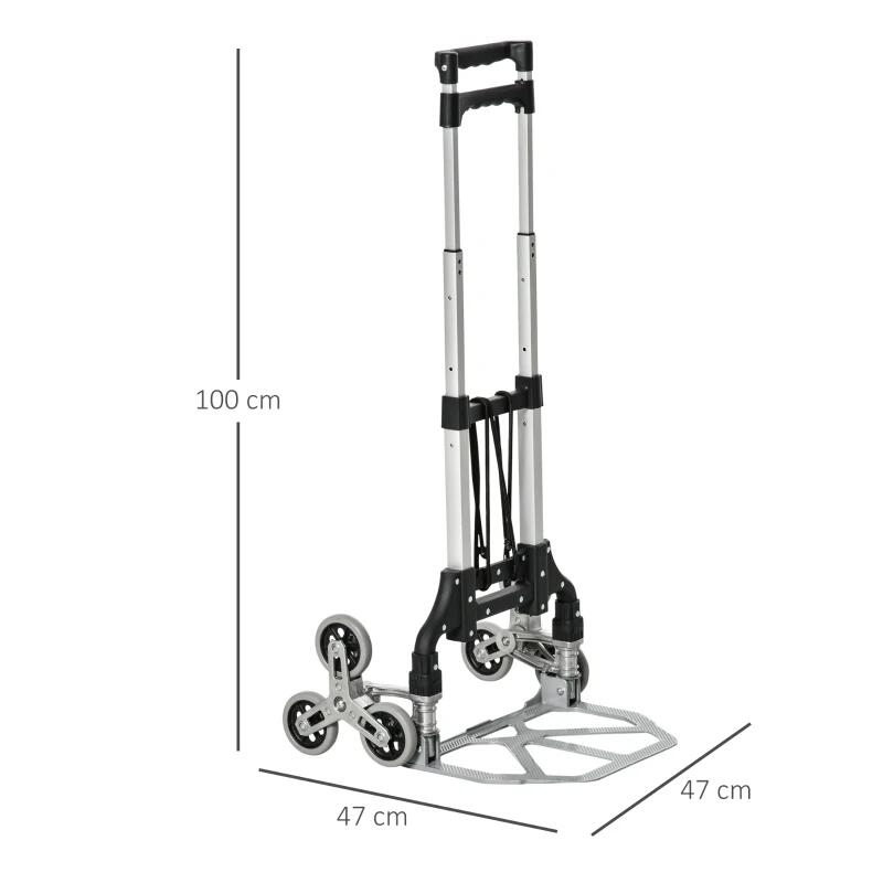 Carucior transport marfa pentru scari, trepte, 6 roti, max 70 kg, 47x47x100 cm