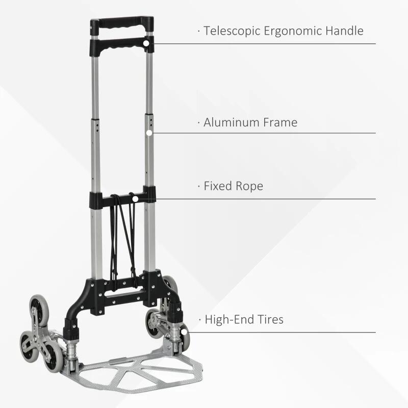 Carucior transport marfa pentru scari, trepte, 6 roti, max 70 kg, 47x47x100 cm