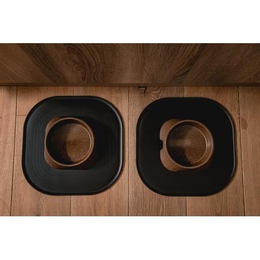 Castron, bol, ECO, pentru caine, pisica, suporti antiderapanti, biodegradabil, maro, marime S, 200 ml, 13.2x13.2x3.6 cm