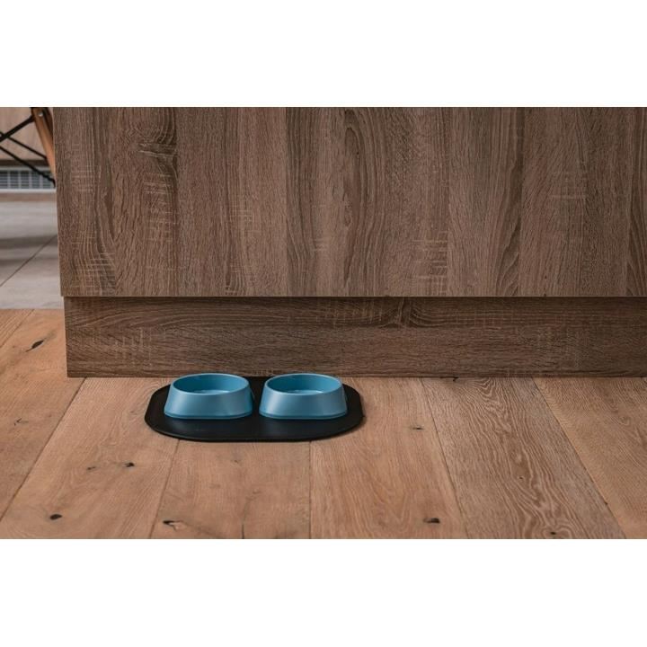 Tál, kutyának, macskának, csúszásgátló talpakkal, újrahasznosított PET, sötétkék, L méret, 700 ml, 20,4x20,4x5,4 cm