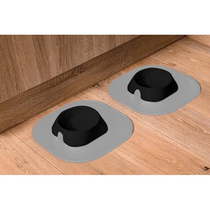 Tál, kutyának, macskának, csúszásgátló talpakkal, újrahasznosított PET, fekete, M-es méret, 400 ml, 17,2x17,2x4,8 cm