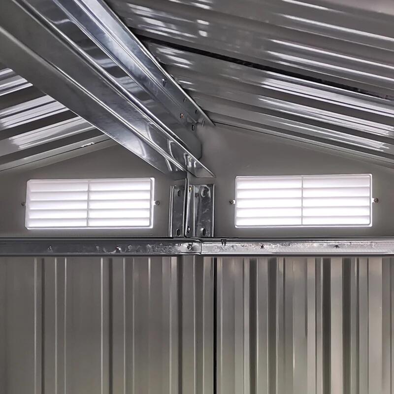 Casuta/magazie/sopron de gradina pentru depozitare unelte, cu structura baza inclusa, otel si PP, gri, 152x132x188 cm