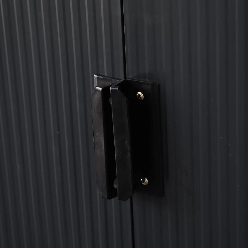 Kerti fészer/fészer/fészer szerszámok tárolására, alapszerkezettel együtt, acél és PP, sötétszürke, 280x130x172 cm
