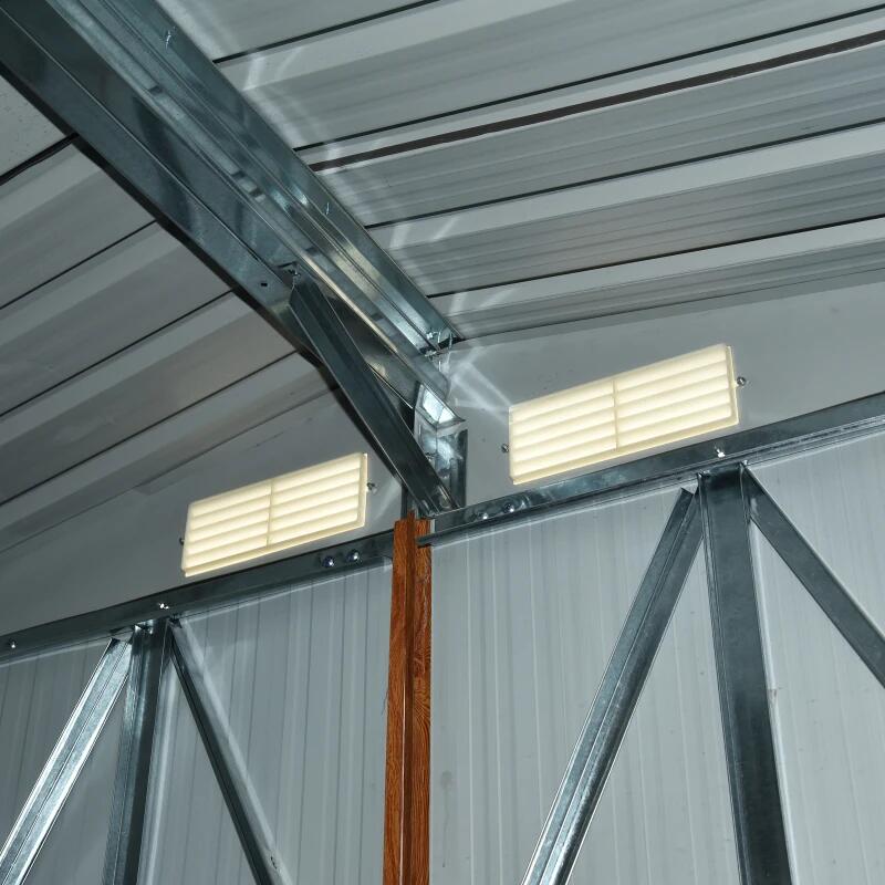 Casuta/magazie/sopron de gradina pentru depozitare unelte, otel si PP, maro, 197.5x160x201 cm