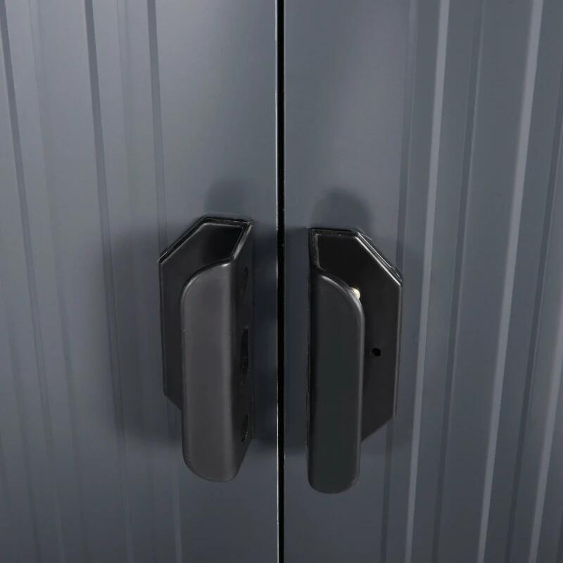 Kerti fészer/szerszámtároló, acél és PP, fekete, 236x174x190 cm
