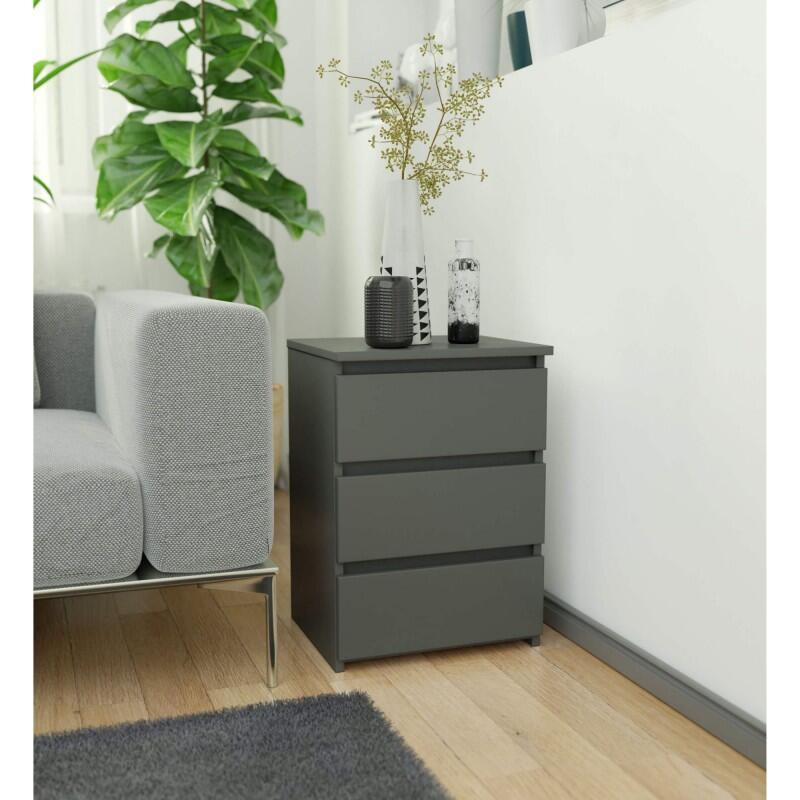 Comoda, placa laminata, 3 sertare, gri grafit, 40x35x56.8 cm