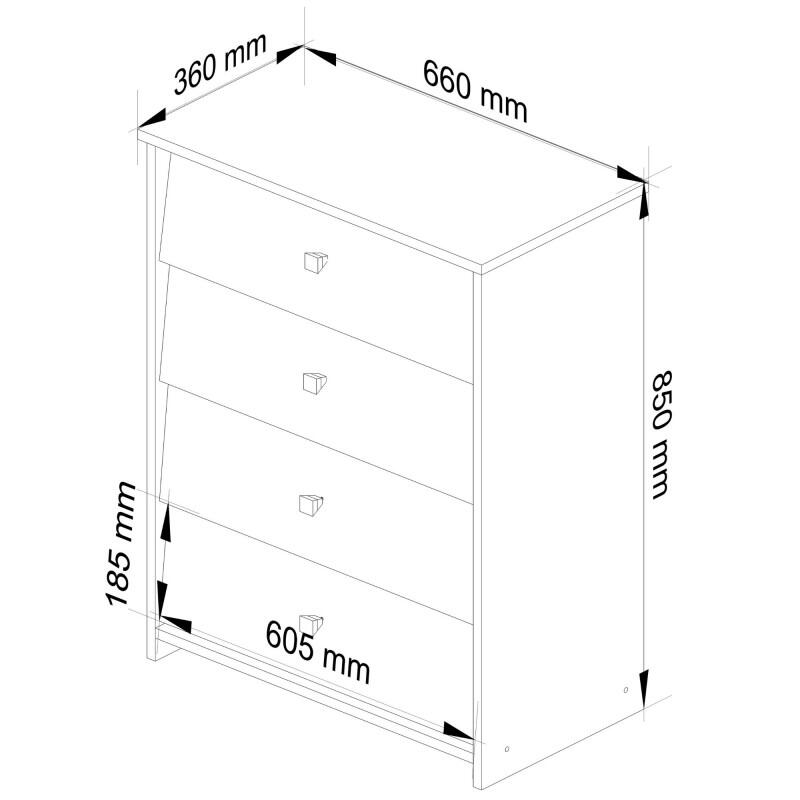 Dulap depozitat incaltaminte, pantofar, placa laminata, 4 sertare, alb, 66x36x85 cm