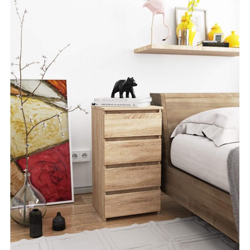 Comoda, placa laminata, 4 sertare, stejar Sonoma, 40x35x74 cm