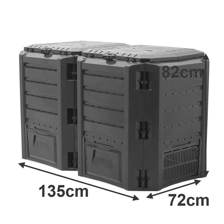 Kerti komposztáló, 2 modul, Compogreen Modules, 800 L, fekete, 135x71,9x82,6 cm, Prosperplast