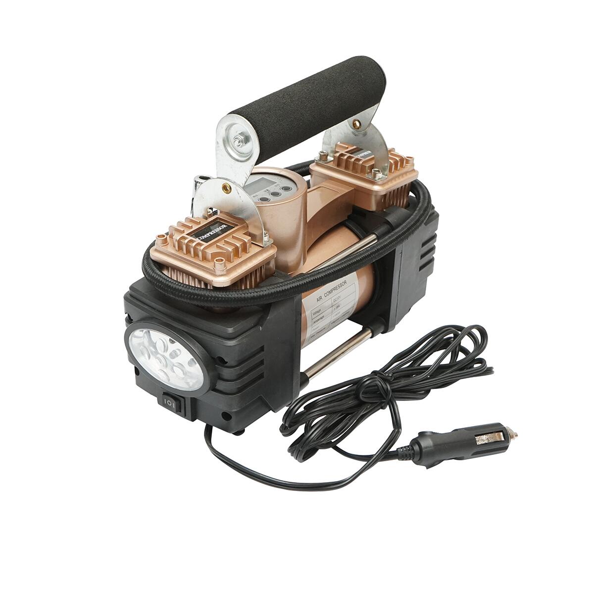 Autós légkompresszor, Breckner, Németország, hordozható, 12 V, 180 W, 150 PSI, táskával és gumiabroncs-javító készlettel