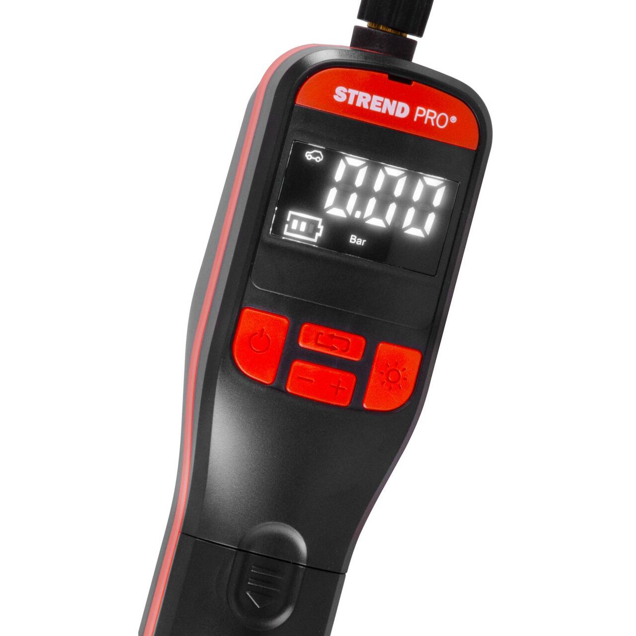 Autós légkompresszor, Strend Pro, 150 PSI, 10 bar, USB-C, LED lámpával, tokkal