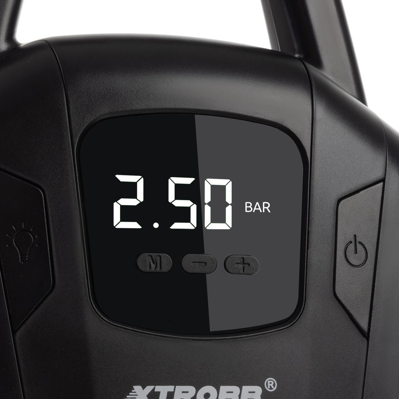 Compresor aer auto, Xtrobb, 12 V, 150 PSI, 10 bar, cu manometru, afisaj LCD, 15x7.5x25 cm