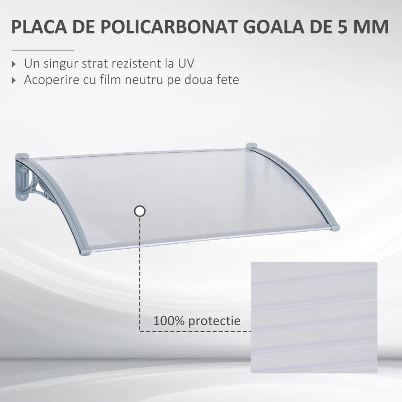 Copertina marchiza, PVC si aluminiu, gri, 140x70x21 cm