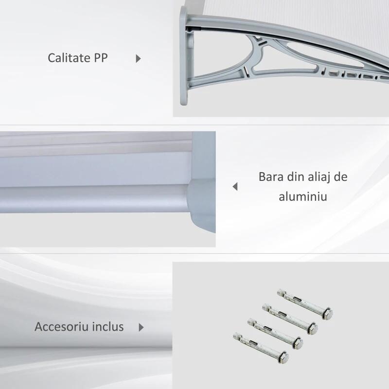 Copertina marchiza, PVC si aluminiu, gri, 140x70x21 cm