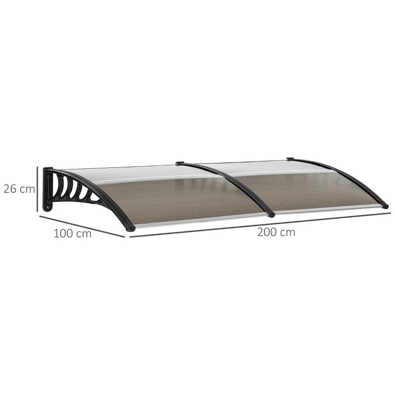Copertina marchiza, policarbonat si aluminiu, maro, 200x96x27 cm