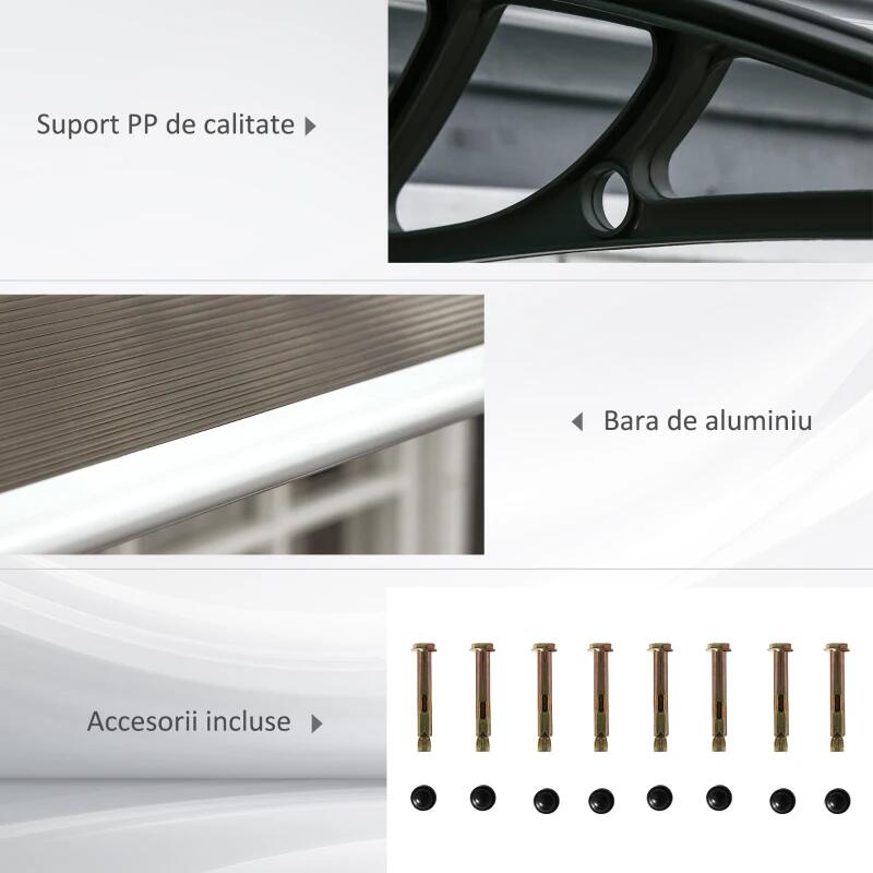 Copertina marchiza, policarbonat si aluminiu, maro, 200x96x27 cm