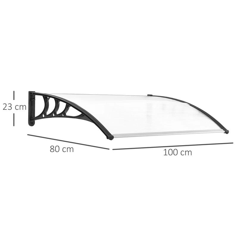 Copertina marchiza, policarbonat si aluminiu, transparent, 100x80x23 cm