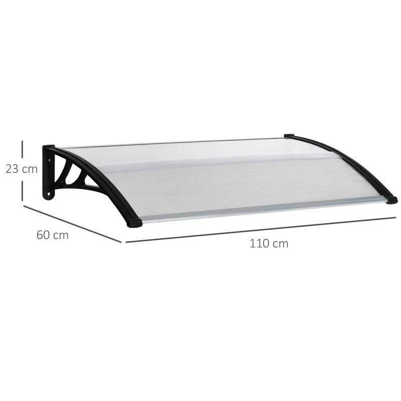 Copertina marchiza, policarbonat si aluminiu, transparent, 110x60x23 cm