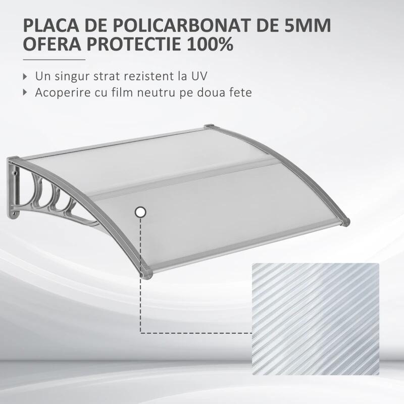 Copertina marchiza, policarbonat, transparent, 100x80x23 cm