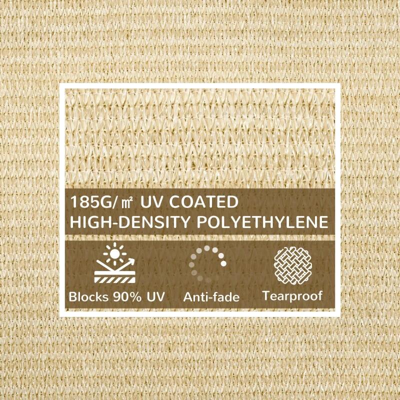 Copertina parasolar, dreptunghiulara, HDPE, cu accesorii fixare, inele metalice, bej, 4x3 m