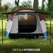 Cort camping, 2-3 persoane, impermeabil, tip tunel, cu vestibul, husa, albastru si alb, 420x200x150 cm
