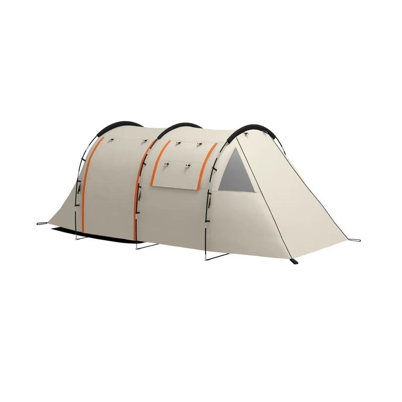 Cort camping, 4-5 persoane, impermeabil, cu vestibul, husa, kaki, 460x230x180 cm