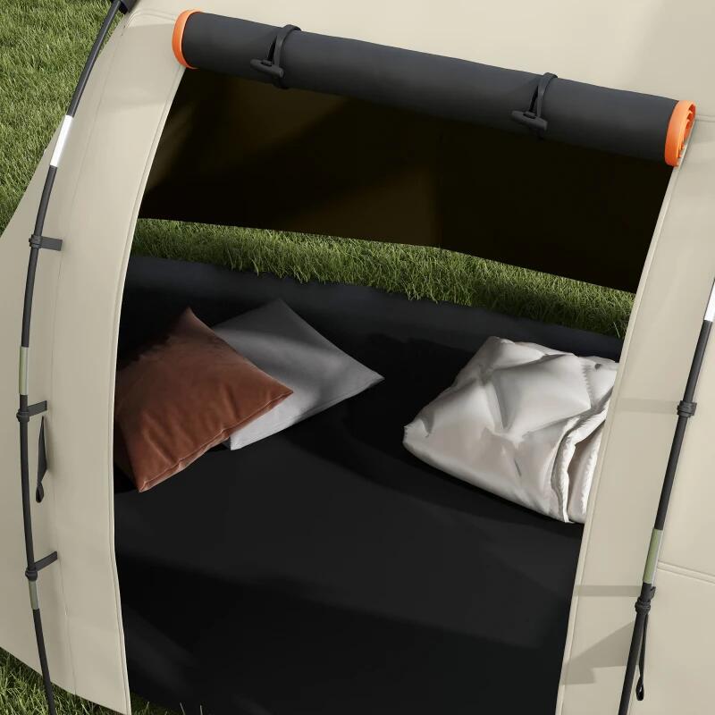 Cort camping, 4-5 persoane, impermeabil, cu vestibul, husa, kaki, 460x230x180 cm