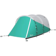 Cort camping, 4 persoane, impermeabil, tip tunel, cu vestibul si ferestre, verde si alb, 460x260x190 cm
