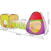 Cort de joaca pentru copii, 3 in 1, igloo si cub, cu tunel, 200 bile, husa, 280x83x100 cm