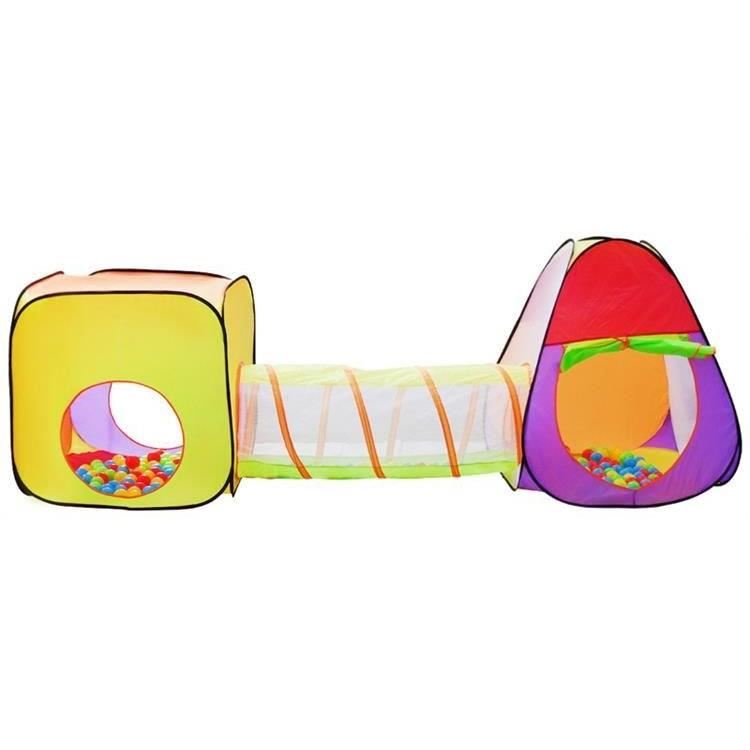 Cort de joaca pentru copii, 3 in 1, igloo si cub, cu tunel, 200 bile, husa, 280x83x100 cm