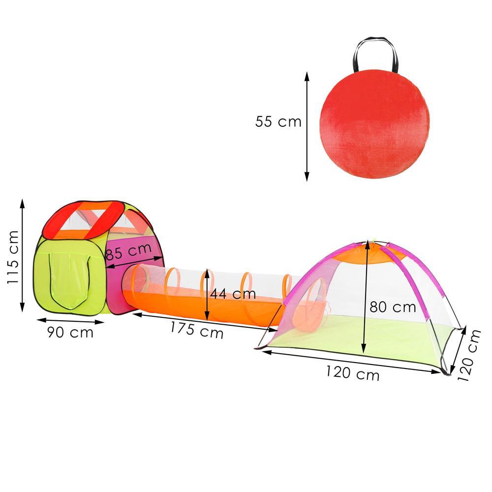 Cort de joaca pentru copii, Springos, 3 in 1, igloo si casuta, cu tunel, husa, 389x120x115 cm