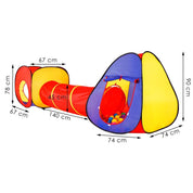 Cort de joaca pentru copii, Springos, 3 in 1, igloo si cub, cu tunel, husa, 245x74x90 cm